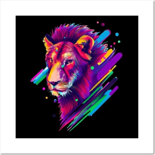 Psychedelic Lion Face Posters and Art